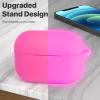ATUAT for AirPods Pro 2nd Generation Case Cover, Protective Silicone Skin Accessories with Keychain for Women Men for Apple AirPods Pro Gen 2(2022), Front LED Visible-Fluorescent Pink view 2
