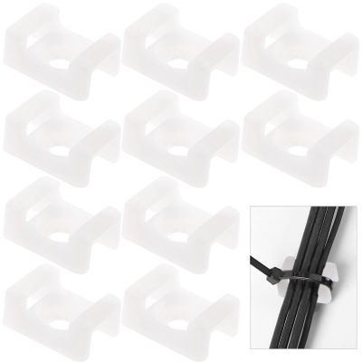 TEHAUX Cable Zip Tie Saddle Type Mounts Base Cable Ties Tapping Screw Wire Cable Clips Organizer Holders Clamps Clamps fasteners 500pcs White