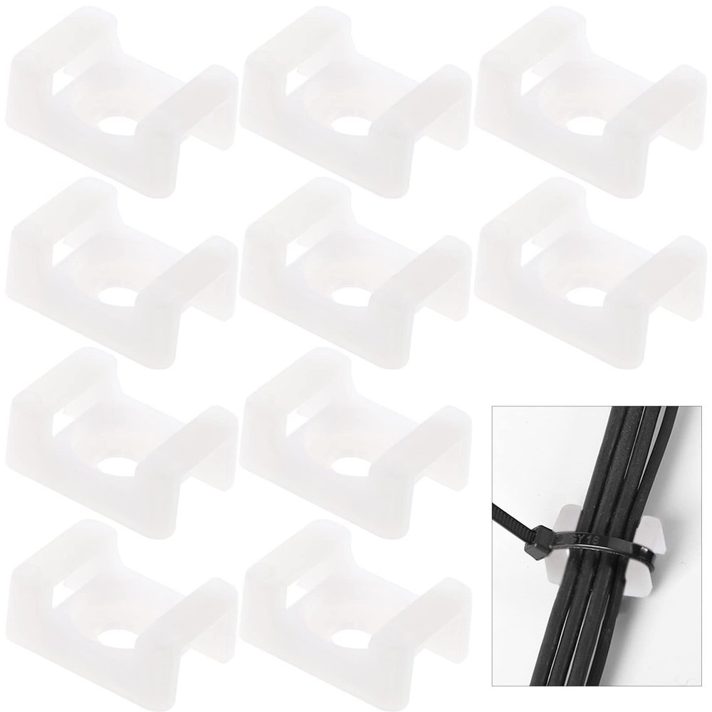 TEHAUX Cable Zip Tie Saddle Type Mounts Base Cable Ties Tapping Screw Wire Cable Clips Organizer Holders Clamps Clamps fasteners 500pcs White