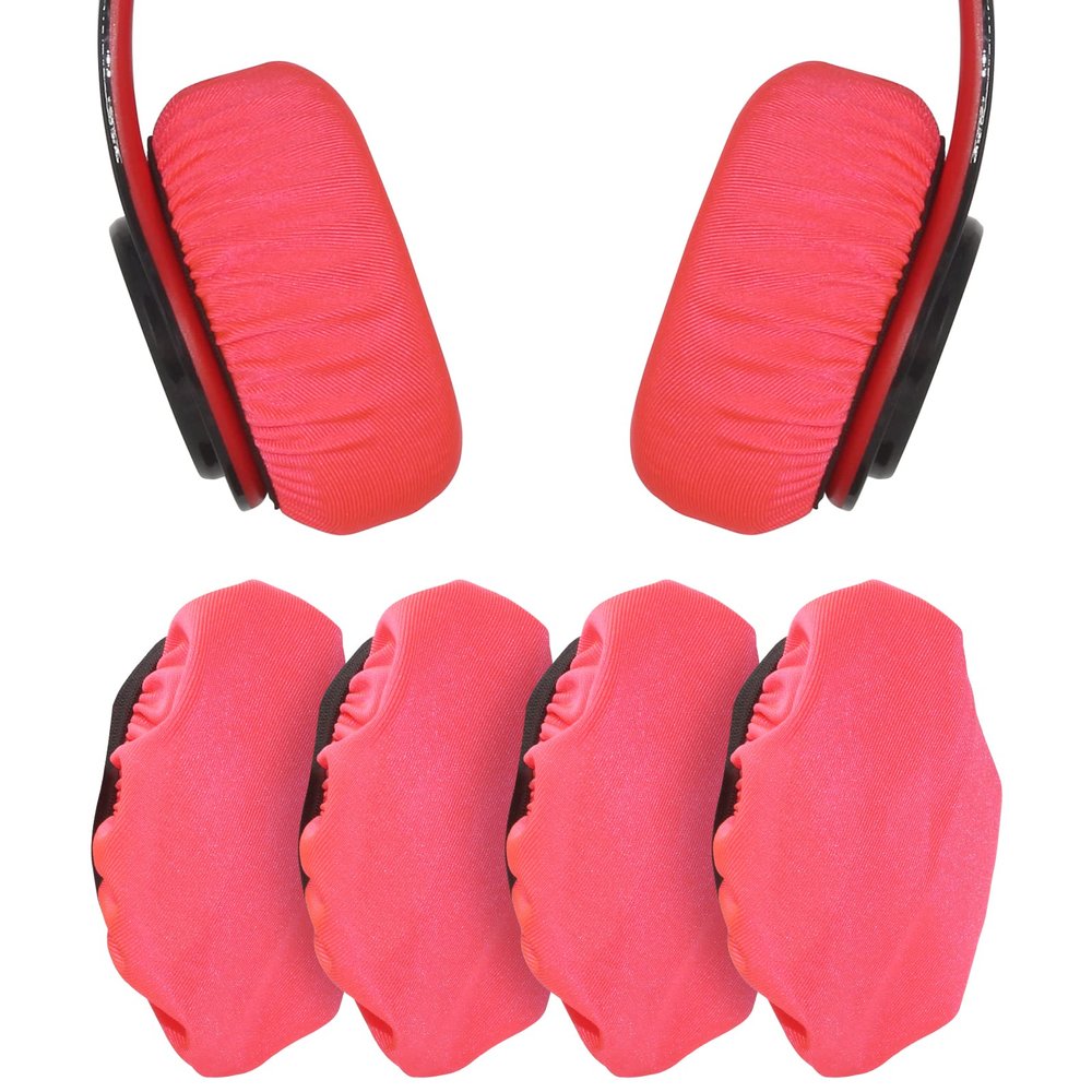 2 Pairs Headphone Ear Covers Replacement, PChero Fabric Earpad Cover Protectors with Stretchable and Washable Cloth for Wireless Wired Over The Ear Headphones (Fit 3.5" - 4.3", Pink)