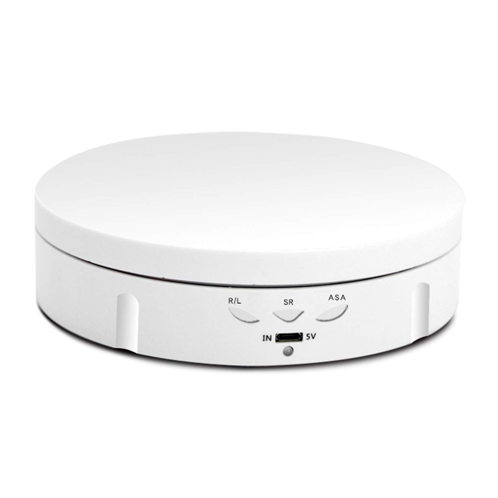 Andoer 360 Electric Rotating Turntable USB Charging Rotating Display Stand 3 Speed for Photography Display Jewellery Watch Collectibles, White