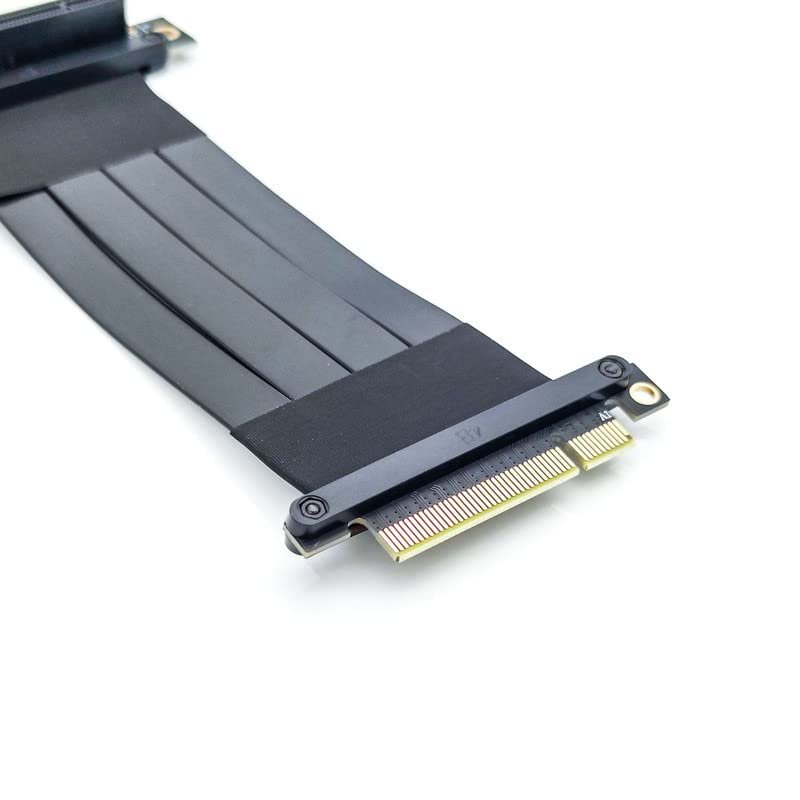 10Gtek PCIe 3.0 x8 Riser Cable, Male Straight to Female 90 EMI-Shielded GPU Jumper Cable for Graphics Cards, 14.5cm/0.48ft