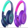 Elecder i45 On-Ear Headphones with Microphone - Foldable Stereo Bass Headphones with No-Tangle 1.5M Cord, 3.5MM Jack, Portable Wired Headphones for School/Kid/Teen/Smartphone/Travel/Tablet Blue/Purple view 1
