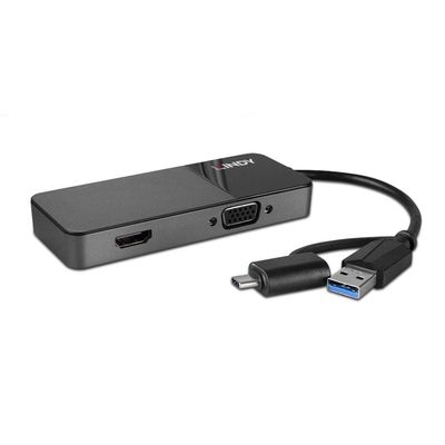 Lindy 43354 USB 3.0 Type A & C to HDMI & VGA Converter