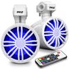 Bluetooth Waterproof Off-Road Speakers - 3.5 40W Marine Grade Woofer Sound System w/RGB Light, Full Range Outdoor Audio Stereo Speaker for Motorcycle, ATV, Jeep, Boat, Includes Brackets (White) view 1