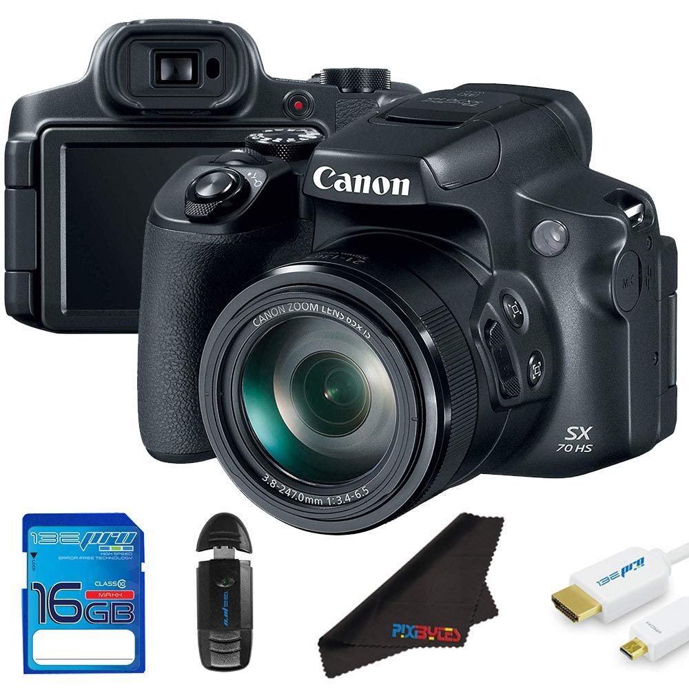 Powershot SX70 HS Digital Camera (International Version) + 16GB SD Memory Card Bundle (Renewed)