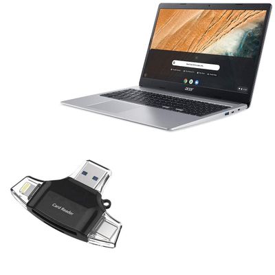 BoxWave Smart Gadget Compatible with Acer Chromebook 315 (CB315-3HT) - AllReader SD Card Reader, microSD Card Reader SD Compact USB - Jet Black