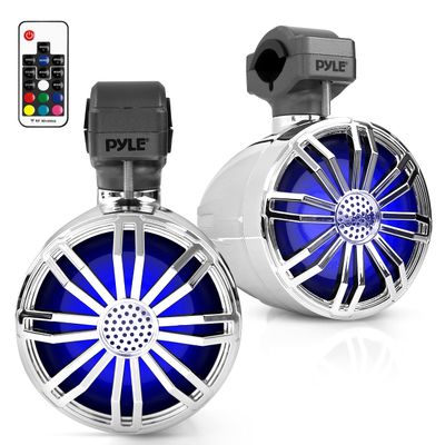 Bluetooth Waterproof Off-Road Speakers - 3.5 40W Marine Grade Woofer Sound System w/RGB Light, Full Range Outdoor Audio Stereo Speaker for Motorcycle, ATV, Jeep, Boat, Includes Brackets