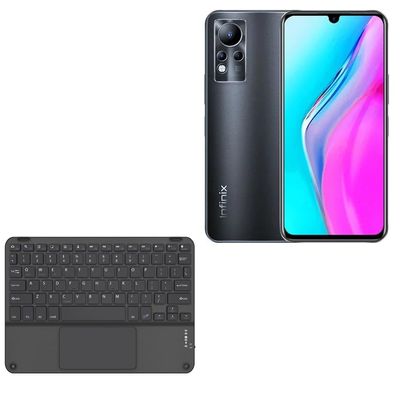 BoxWave Keyboard Compatible with Infinix Note 11 - SlimKeys Bluetooth Keyboard with Trackpad, Portable Slim TouchPad - Jet Black