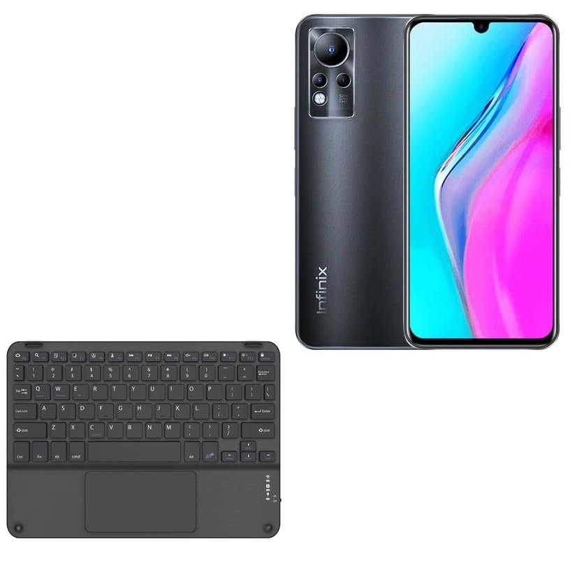 BoxWave Keyboard Compatible with Infinix Note 11 - SlimKeys Bluetooth Keyboard with Trackpad, Portable Slim TouchPad - Jet Black