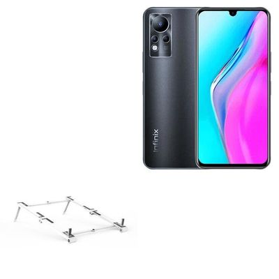 BoxWave Stand and Mount Compatible with Infinix Note 11 - Pocket Aluminum Stand 3-in-1, Portable Multi Angle Viewing Riser - Metallic Silver