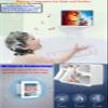 ABHILWY Shower Tablet Holder Waterproof Compatible with Ipad, Wall Mounted Bathroom Tablet Case 360 Rotation,Adhesive Touchable Cradle with Glass Anti-Fog Screen for Bathtub Kitchen White R view 2