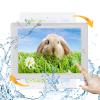 ABHILWY Shower Tablet Holder Waterproof Compatible with Ipad, Wall Mounted Bathroom Tablet Case Rotation, Adhesive Touchable Cradle with Glass Mirror Anti-Fog Screen for Kitchen 11 inches White view 1