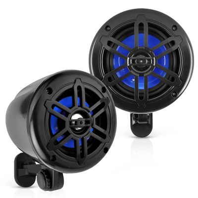 4 Waterproof Off-Road Speakers - 150W 2-Way Marine Woofer Sound System w/ 360 Rotatable Bracket, Full Range Outdoor Audio Stereo Speaker for Motorcycle ATV Jeep Boat, Includes Brackets (Black)