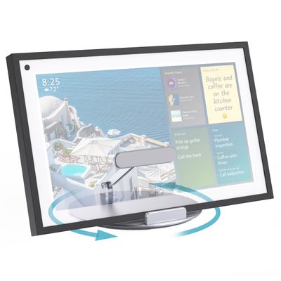 Letlar Tilt and Swivel Stand for Echo Show 15, Make of Aluminum Alloy, Rotatable and Foldable, Echo Show 15 Mount Suitable for 8"-16" Tablet/iPad, Work for Portrait Landscape Mode, Silver