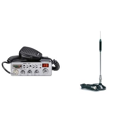 Uniden PC68LTX 40-Channel CB Radio,Silver & RoadPro (RP-711) 24" Magnet Mount Stainless Steel CB Antenna Kit