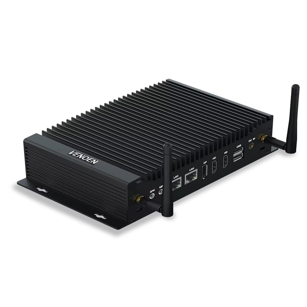 VENOEN Industrial PC Fanless Mini Desktop Computer Core i5 8260U, 8GB RAM 512GB SSD Mini PC Win 11 Pro, 2xHD, 1xDP, 2xLan, 2xRS232 COM, GPIO, WiFi, BT 4.2, VESA, Auto Power On,Metal Case