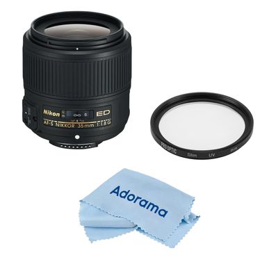 Nikon 35mm f/1.8G ED AF-S NIKKOR Lens, Bundle with ProOptic 58mm Multi Coated UV Slim Filter, Cleaning Cloth