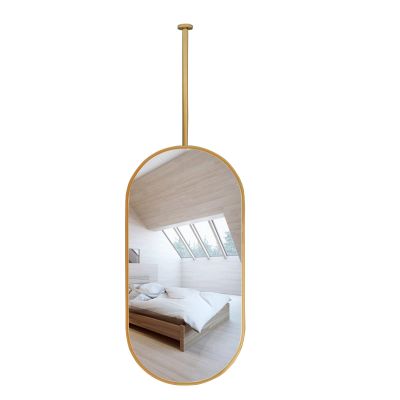 DMCHENGMA Oval Hanging Rod Mirror (Boom can be Customized), Ceiling Mirrors with Metal Frame Hanging Floating Boom, for Home Hotel Bathroom Living Room Decorative Mirrors (Size : 40cmx60cm)