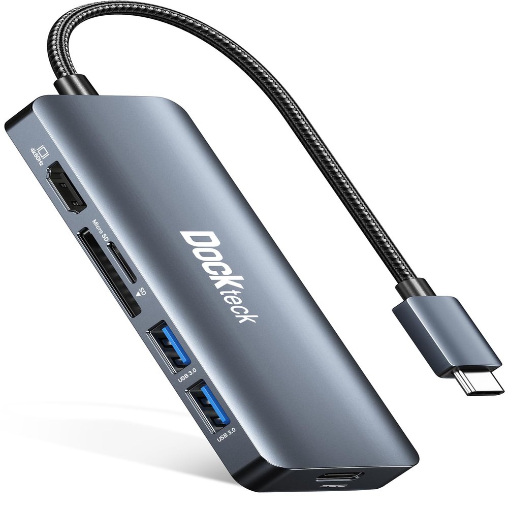 USB C Hub Multiport Adapter - Dockteck 6 in 1 USB C Dock with 100W PD, 4K 60Hz HDMI, USB 3.0, SD/TF Card Reader, USBC Hub for MacBook Pro Air Microsoft Surface Pro