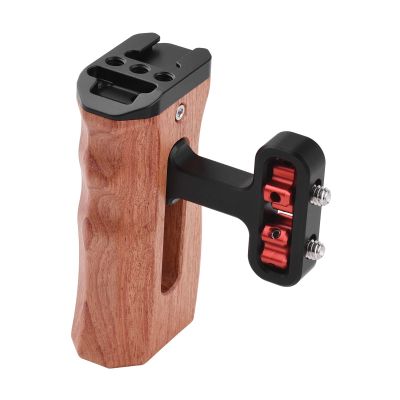 Andoer Camera Cage Left/Right Side Handle Wooden Handle with 1/4 Screw Hole Cold Shoe Mount for Camera Cage, Black
