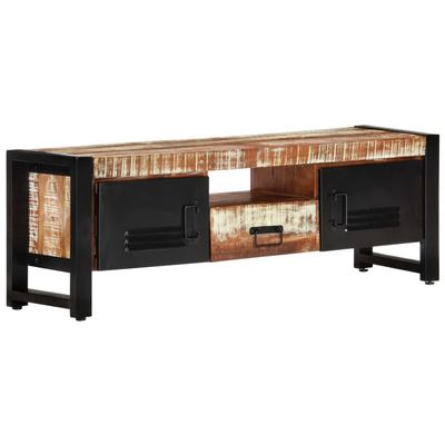 vidaXL Solid Wood Reclaimed TV Stand with Powder-Coated Iron Structure - Ample Storage, Simple Assembly, Adjustable Shelves - 47.2"x11.8"x15.7"