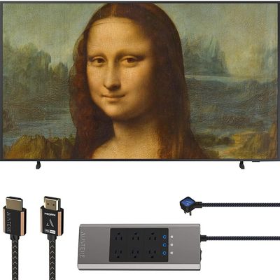 SAMSUNG QN43LS03BA 43 inch The Frame QLED 4K UHD Quantum HDR Smart TV Bundle with Austere 1.5m 4K HDR HDMI Cable and 5-Series 6 Outlet Surge Protector