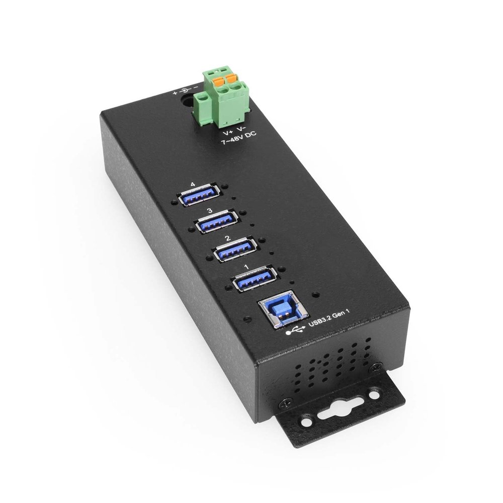Coolgear 4 Port Managed USB 3.2 Gen 1 Hub w/ 15KV ESD Surge Protection & Vertical Port Orientation