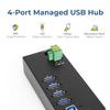 Coolgear 4 Port Managed USB 3.2 Gen 1 Hub w/ 15KV ESD Surge Protection & Vertical Port Orientation view 2