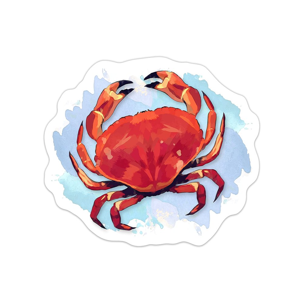 2 Pack Crab Watercolor Ocean Beach Theme Printed Car Decal, Tumbler Decal, Laptop Sticker, Waterproof
