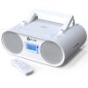Klim Boombox B4 CD Player Portable Audio System + AM/FM Radio with CD Player, MP3, Bluetooth, AUX, USB + Wired & Wireless, White (Renewed) view 1