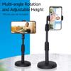 Andoer Desktop Cell Phone Stand Holder Clamp Tablet Stand Adjustable Height Portable Stable Round Base for Watching Online Classes Video Photo Shooting Live Streaming Black view 2