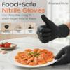 Protectmate 5 Mil Black Nitrile Gloves for Food Prep - Textured Food Prep Gloves - Food Handling Disposable Latex Free for Cooking, Catering, Food Service - Medium (Box of 100) view 2