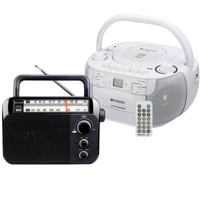 Retekess TR621 CD and Cassette Player Combo, AM FM Radio with Remote Control, USB, TF Port and TR604 AM FM Radio Portable Battery Operated by 3 D Cell Batteries AC Power for Elders