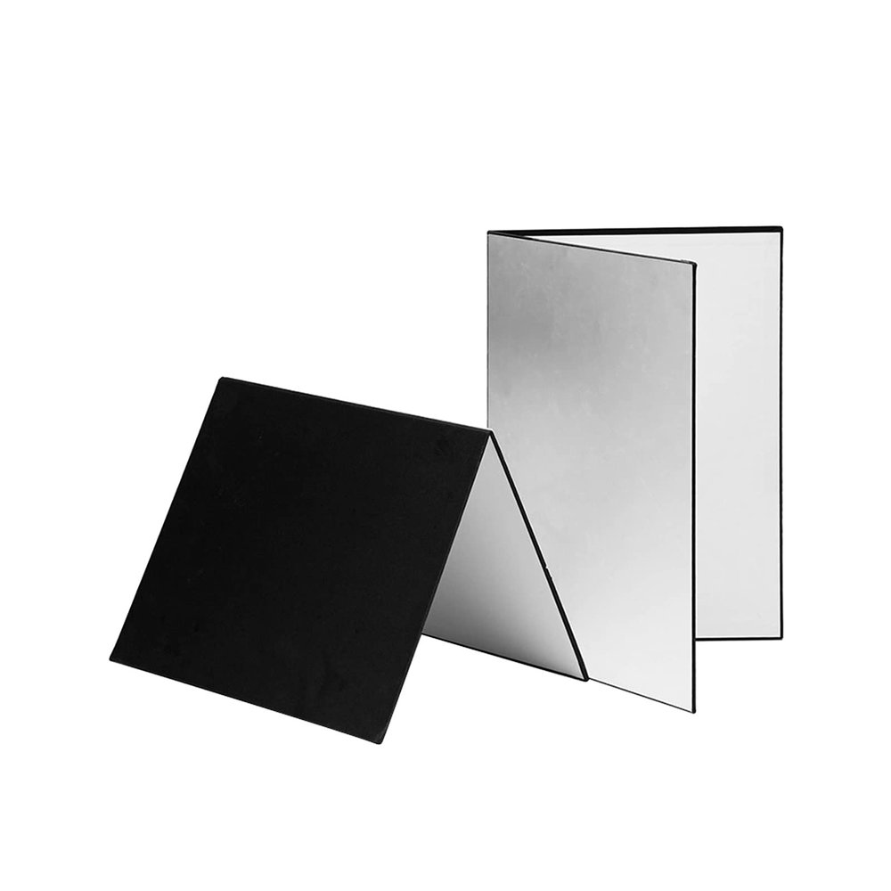 Andoer 3-in-1 Photography Cardboard Paperboard Folding Photography Reflector Diffuser Board (Black + White + Silver) for Still Life Product Food Photo Shooting, A3 Size