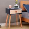 Bedside Table Vintage Bedside Table with One Drawer for Bedroom and Living Room (Rustic Blue) view 1