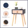 Bedside Table Vintage Bedside Table with One Drawer for Bedroom and Living Room (Rustic Blue) view 3
