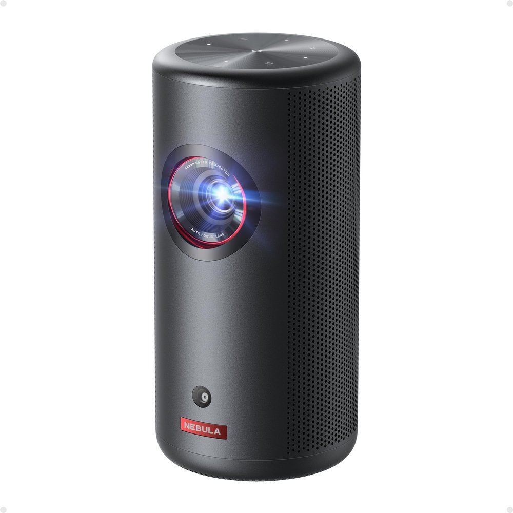 NEBULA Capsule 3 Laser, Outdoor Portable Mini Wi-Fi Smart TV Projector, Upgraded with Google TV, Official Netflix, Dolby Digital, 120 inches Screen and 2.5H Built-In Battery