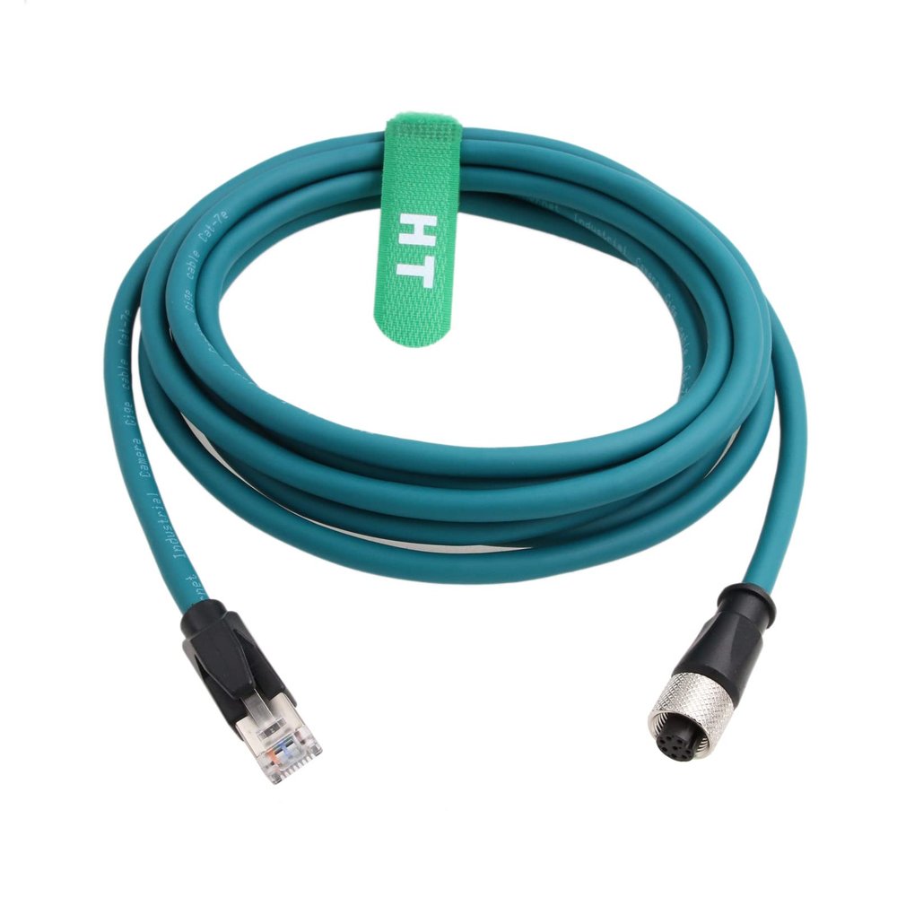HangTon Ethernet Cable M12 A-Coding 8 Pin Female to RJ45 Cat-7e Patch Cord for Industrial Actuator Sensor Profibus Network Automation Application 2m