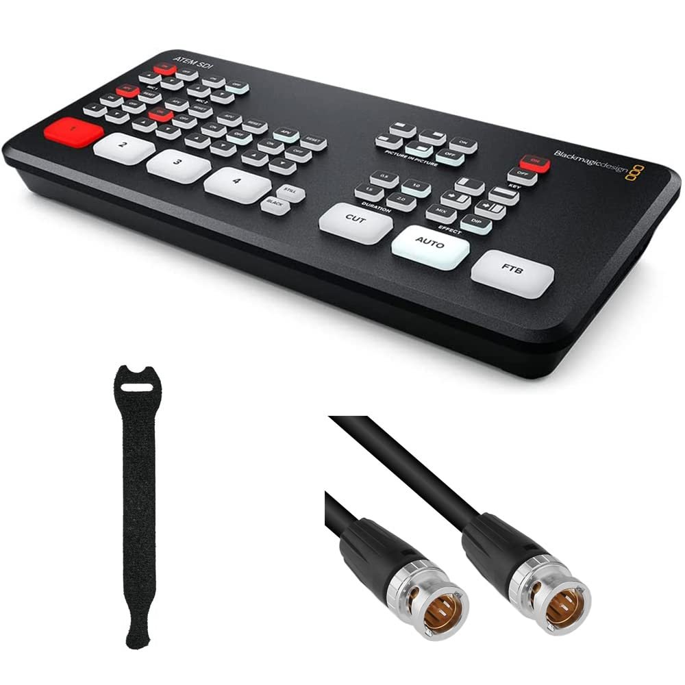 Blackmagic Design ATEM SDI Switcher Bundle with Kopul 3G-SDI Cable BNC to BNC (50 ft) and 10-Pack Straps