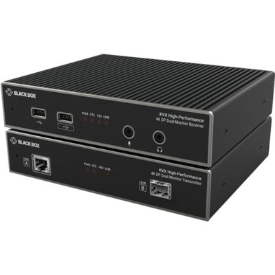 Black Box Network Services KVXHP-200 Kvm Extender Over Catx/fiber - Dual-monitor 4k Displayport Usb 2.0 Hub Serial