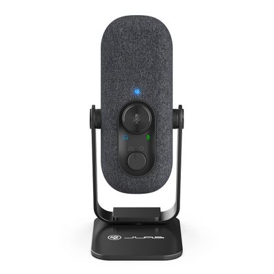 JLab Go Talk USB Gaming Streaming Microphone, White, USB-C Output, Cardioid, Omnidirectional, 96k Sample Rate, 20Hz, 20kHz Frequency Response, Volume Control and Quick Mute, 3.5mm AUX, Plug and Play