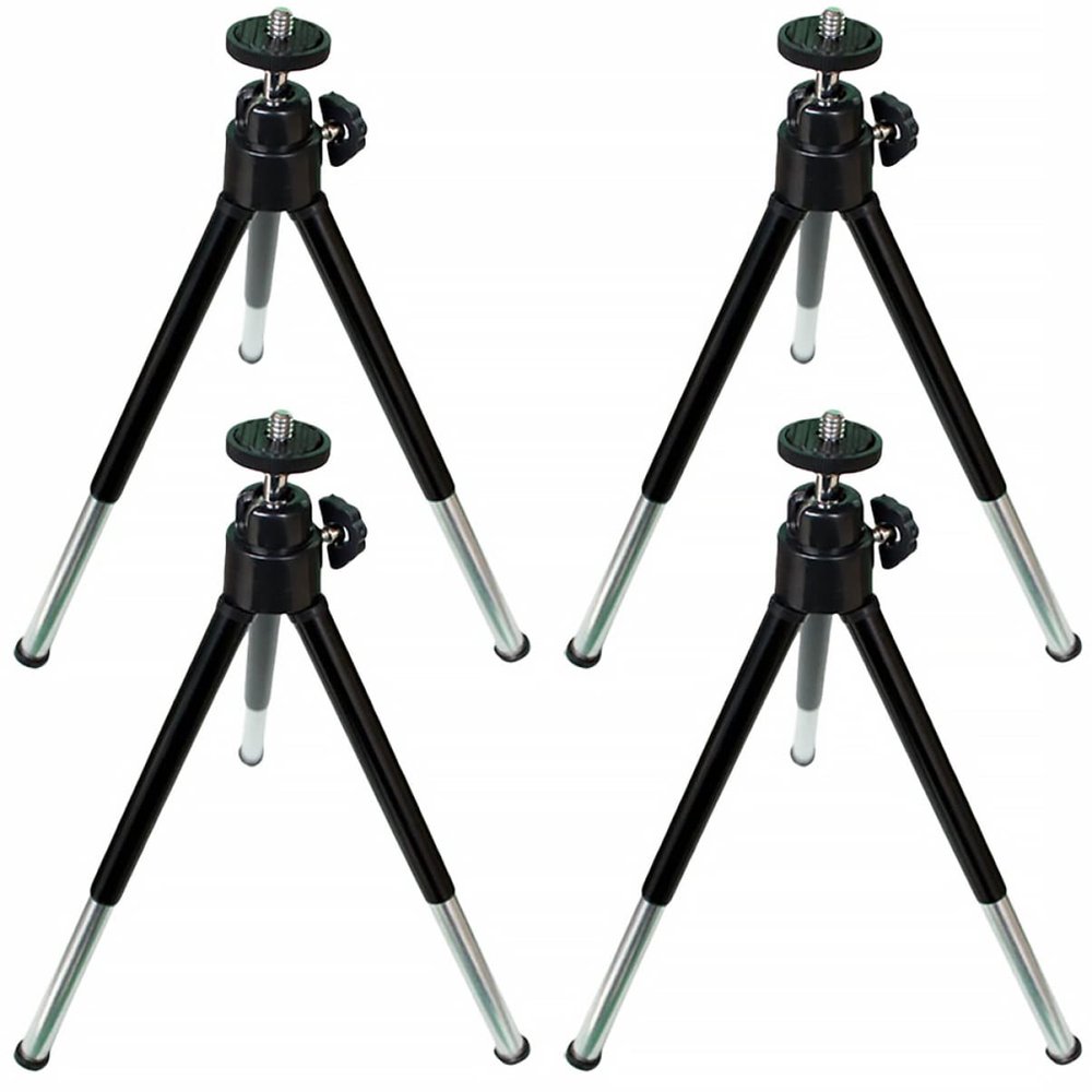 Mikikit 4pcs Mini Telescopic Mobile Phone Tripod for Photography Compact Desktop Stand Durable Camera Holder for Friends and Family Black