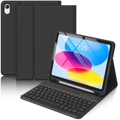 BQSS for iPad (A16) 11th 10th Generation Case with Keyboard, Auto Wake/Sleep, Detachable Wireless Bluetooth Keyboard Case with Pencil Holder for iPad 11-inch A16 2025 10th Gen 10.9 Inch 2022 (Black)