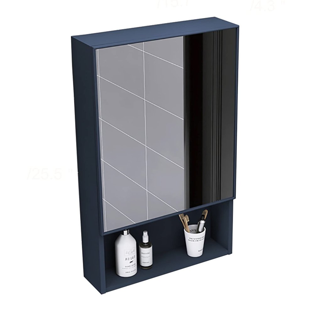 YASAT Wall Mount Bathroom Mirror Cabinet Medicine Cabinet for Bathroom, Bedroom, Hallway, Aluminum Alloy Hanging Cabinet with Mirror Door and Shelves 15.7 * 25.5 INCH Blue/Black/White