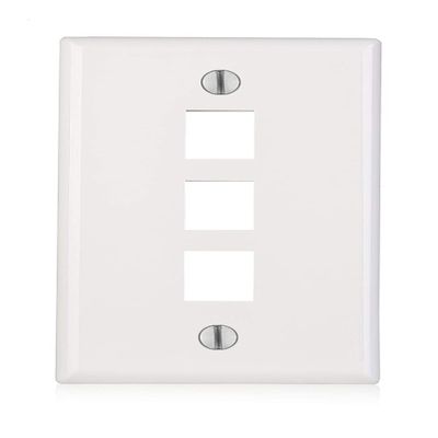 BLKKAP 3-Port Keystone Jack Insert Standard Size RJ45 CAT Network Face Wall Plate, White, 1 Pc(s)