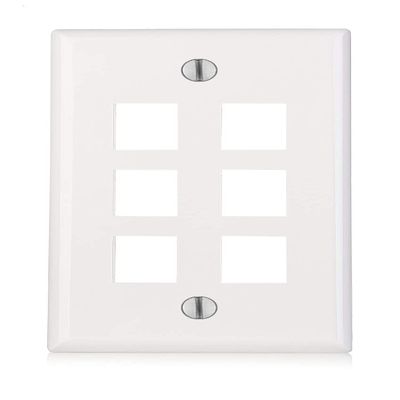 BLKKAP 6-Port Keystone Jack Insert Standard Size RJ45 CAT Network Face Wall Plate, White, 1 Pc(s)