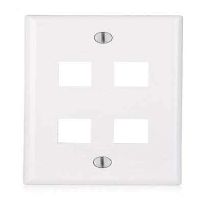 BLKKAP 4-Port Keystone Jack Insert Standard Size RJ45 CAT Network Face Wall Plate, White, 50 Pc(s)