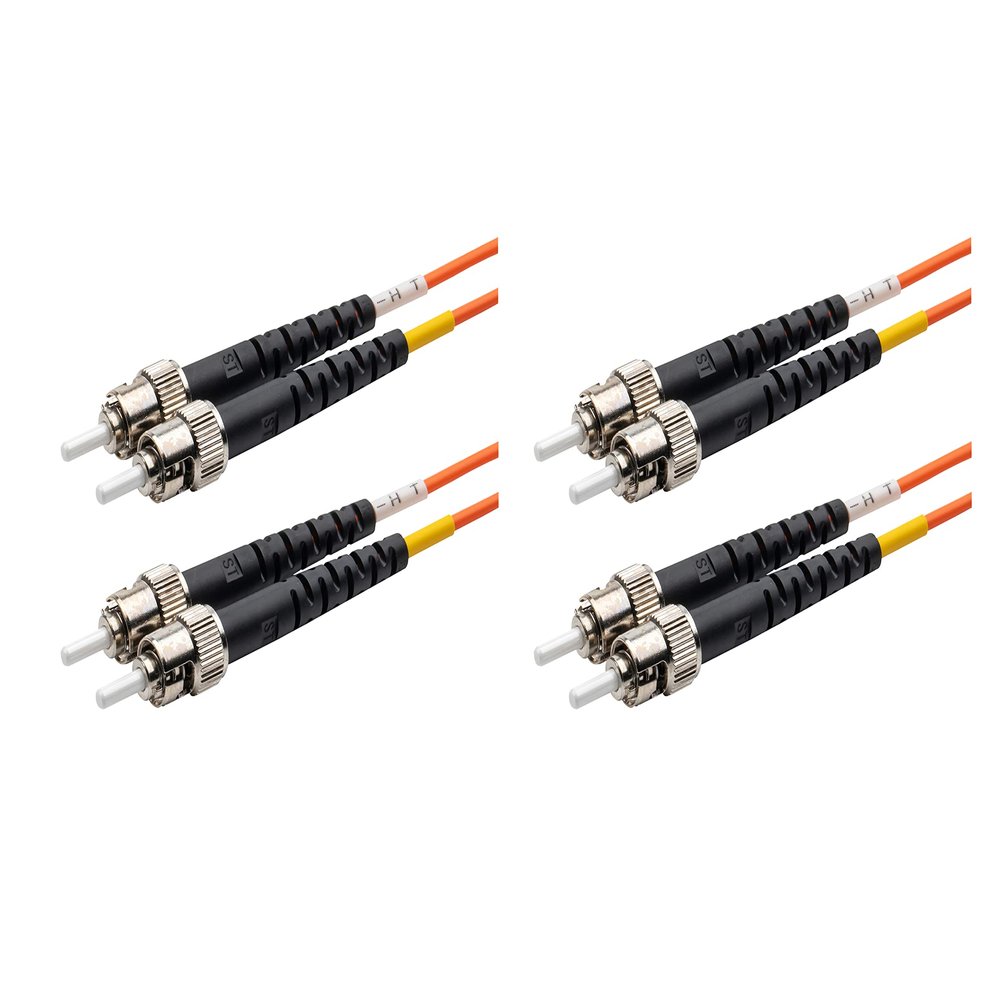 SpeedyFiberTX - 2-Pack 50 Meter Multimode OM1 Duplex ST to ST Fiber Patch Cable, Corning OM1 62.5/125 Optical Fiber, Orange Riser OFNR Cable Jacket