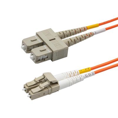 SpeedyFiberTX - 1-Pack 200 Feet Multimode OM1 Duplex SC to LC Fiber Patch Cable, Corning OM1 62.5/125 Optical Fiber, Orange Riser OFNR Cable Jacket